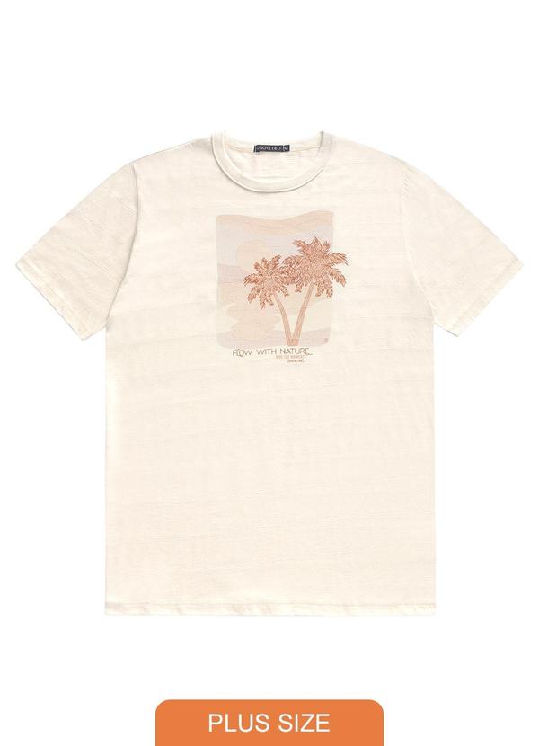 Vista 2 Camiseta Plus Masculina Malha Maquinetada Bege Diametro Diametro