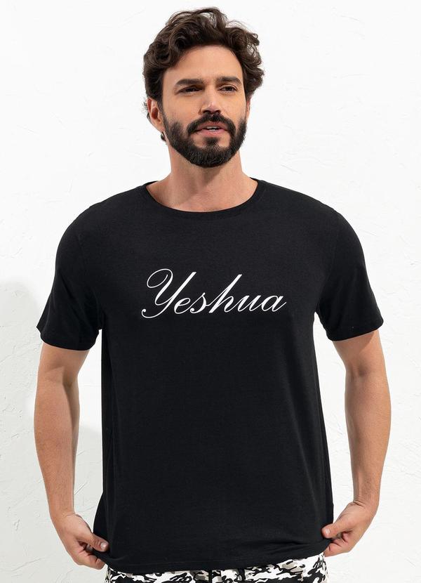 Camiseta Preto em Malha de Algodão