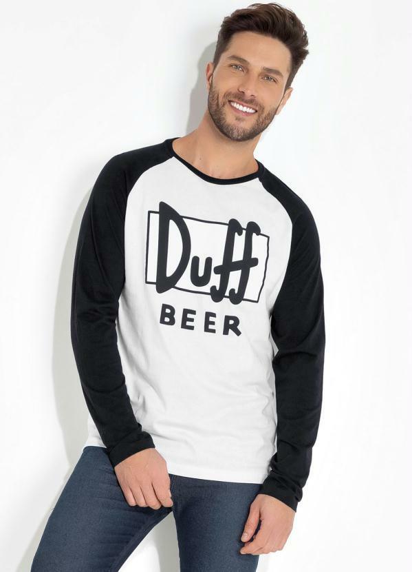 Camiseta Raglan P&B com Estampa The Simpsons