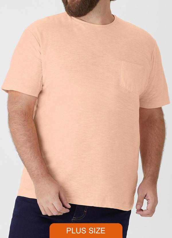 Vista 2 Camiseta Rajada com Bolso Plus Pêssego Malwee Malwee