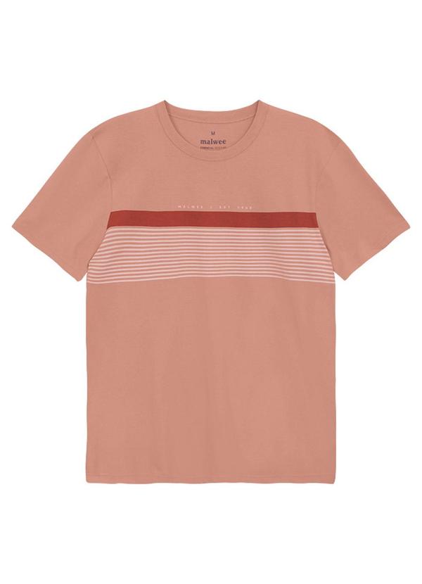 Camiseta Regular com Listrada Rosê