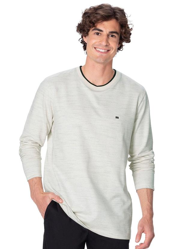 Camiseta Regular em Moletinho Rajado Off White