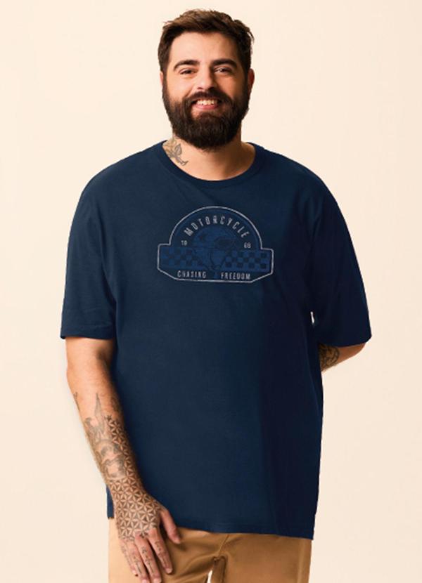 Camiseta Regular Motorcycle Azul Marinho