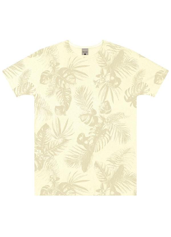 Vista 2 Camiseta Regular Tropical em Linho Off White Malwee Malwee