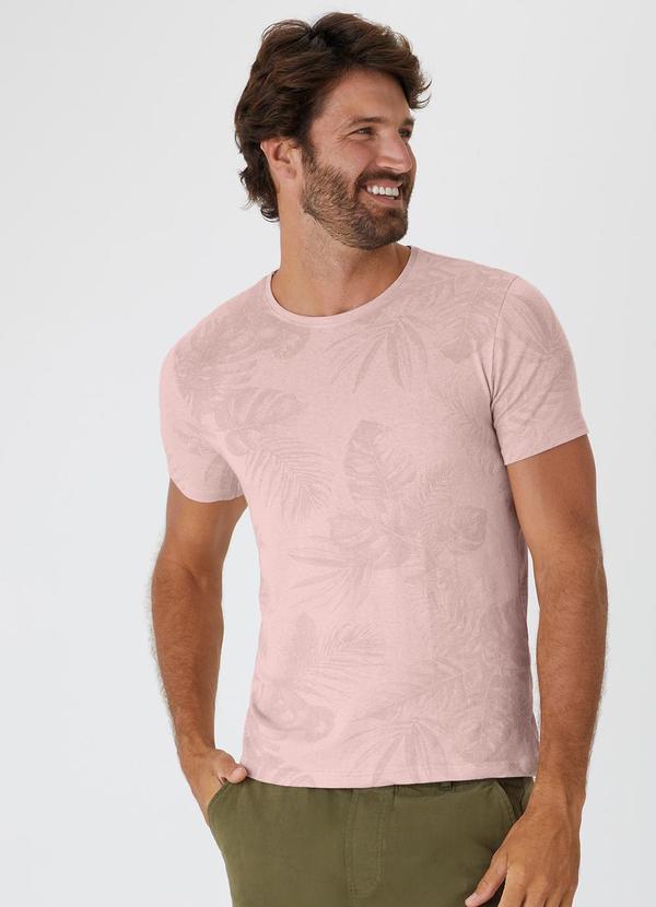 Vista 2 Camiseta Regular Tropical em Linho Rosê Malwee Malwee