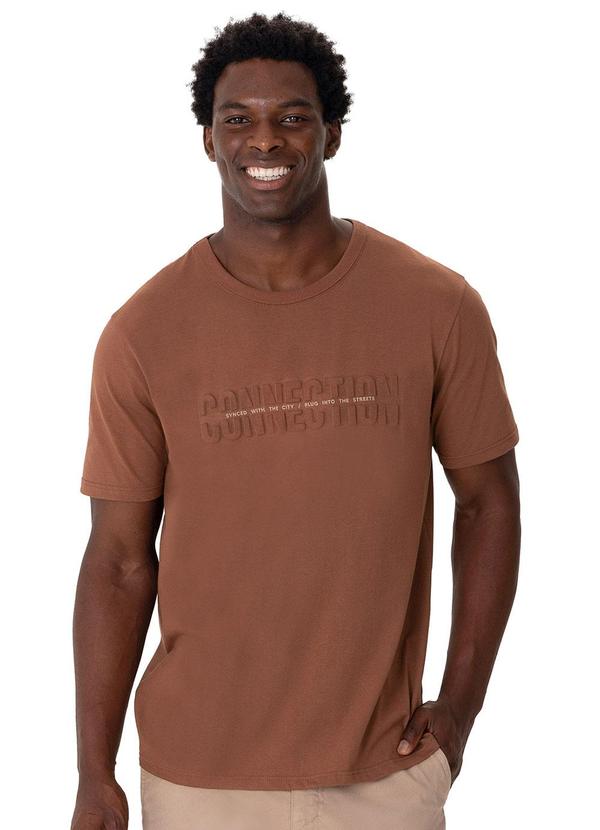 Camiseta Slim Connection em Malha Marrom