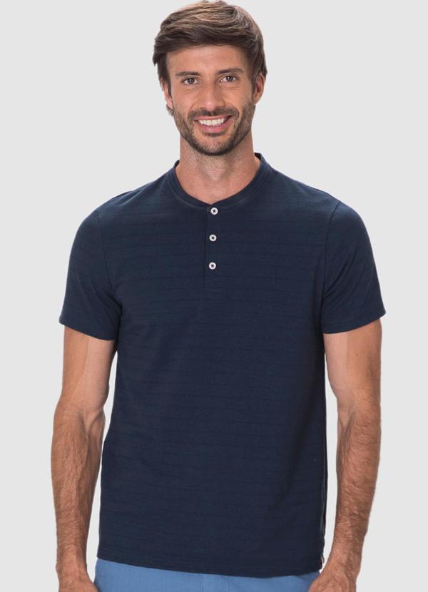 Camiseta Slim Malha Linho Azul Marinho