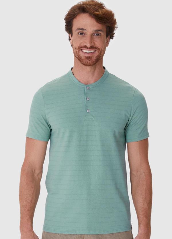 Camiseta Slim Malha Linho Verde Turquesa
