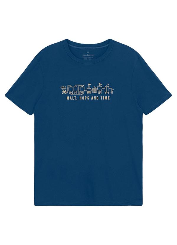 Camiseta Slim Malt, Hops And Time Azul Escuro