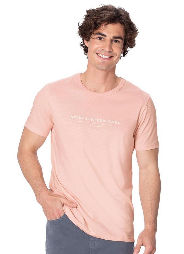 Camiseta Slim Never Stop Exploring Rosa Pastel