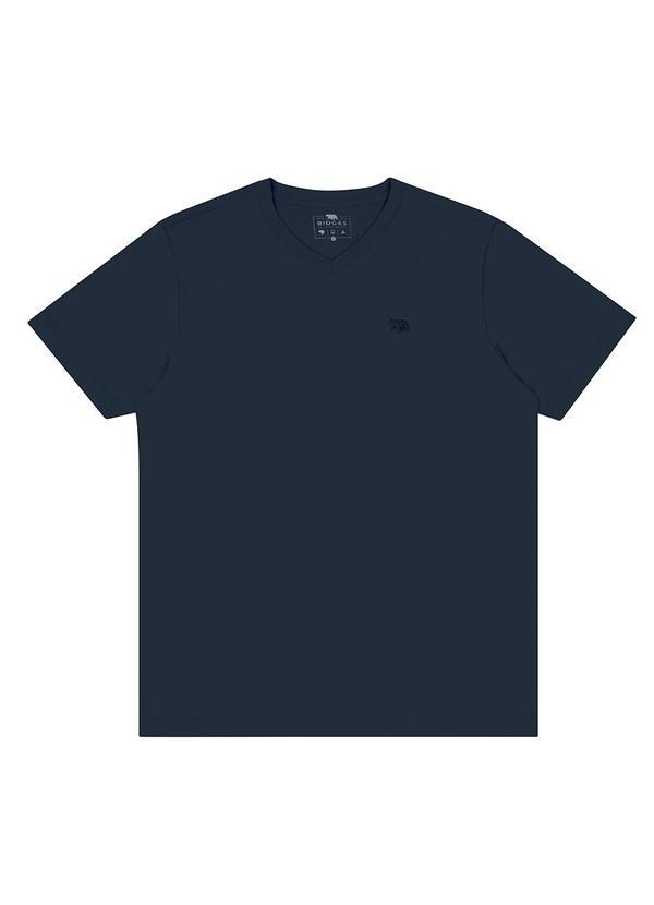 Camiseta V M/C Meia Malha Azul