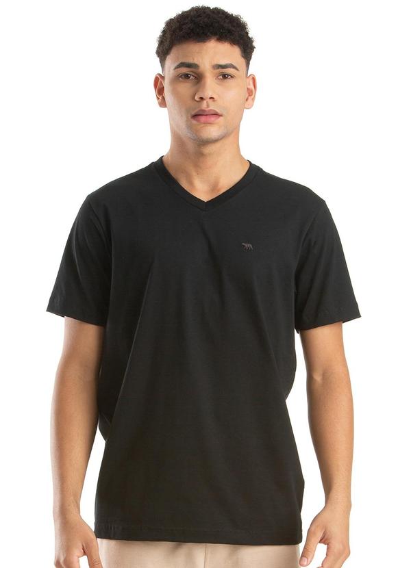 Camiseta V M/C Meia Malha Preto