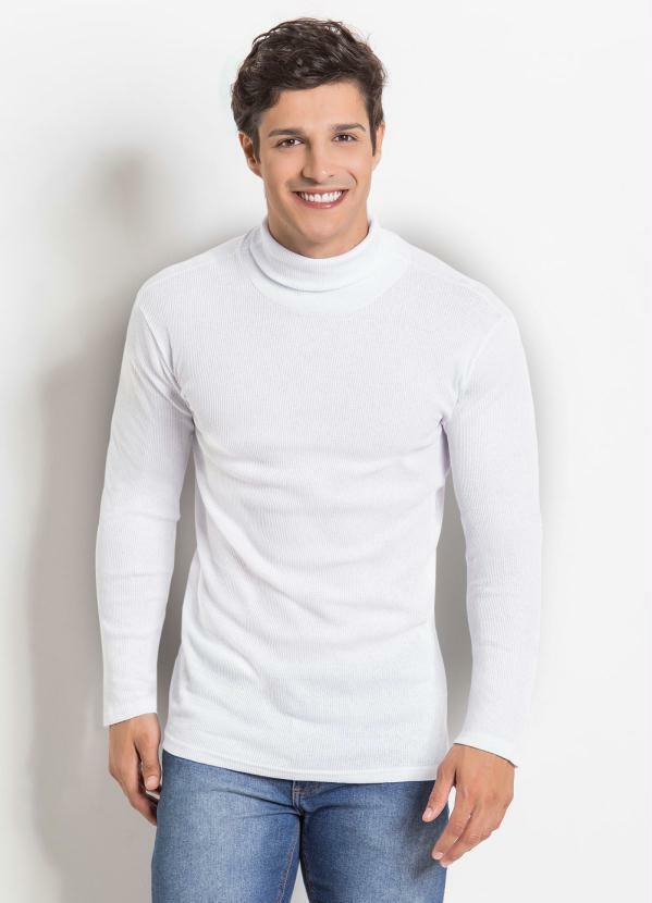 Blusa Manga Longa com Gola Rolê Branca