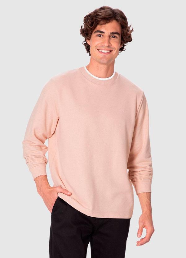 Blusão Regular em Moletinho Rosa Pastel