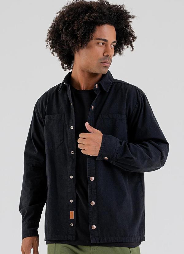 Camisa Masculina em Sarja Preto