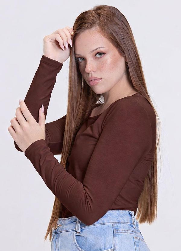 Camiseta Adulto Térmico Feminino Uv50+ Marrom