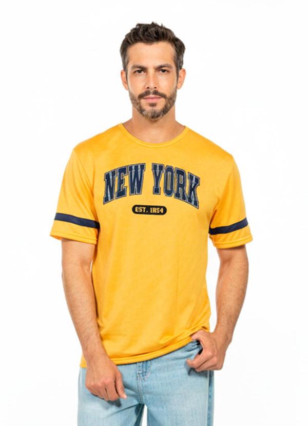 Camiseta com Recorte New York Amarelo