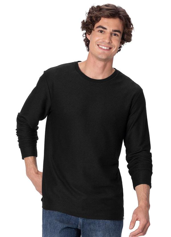 Camiseta em Malha Texturizada Preto