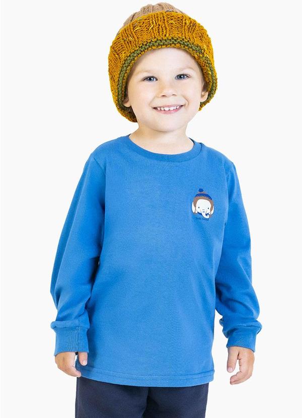 Camiseta em Meia Malha Azul