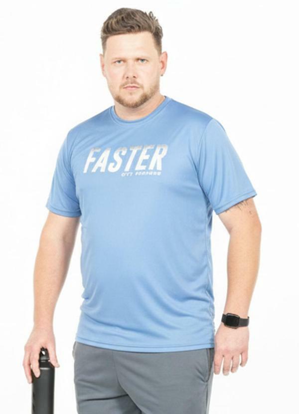 Camiseta Manga Curta Plus Size Azul