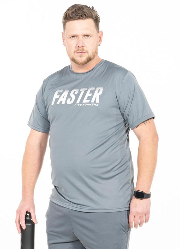 Camiseta Manga Curta Plus Size Cinza