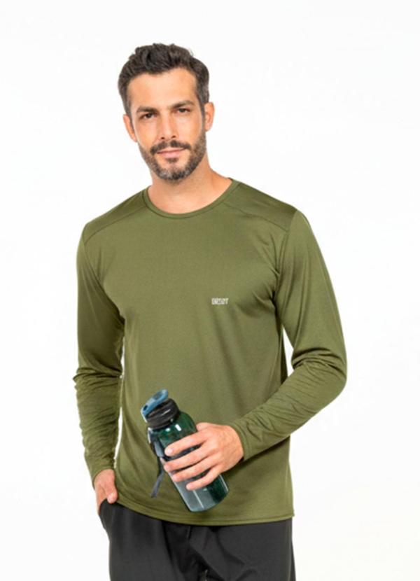 Camiseta Manga Longa com Bordado Verde