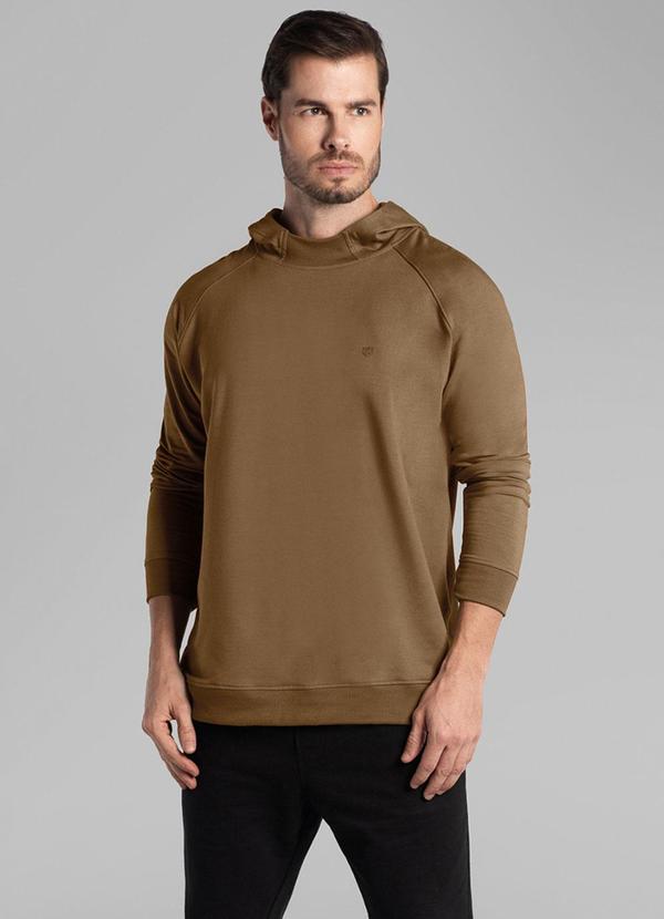 Camiseta Manga Longa com Capuz Marrom