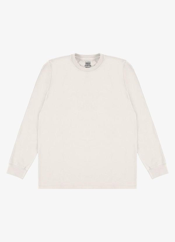Camiseta Manga Longa Meia Malha Básico Bege