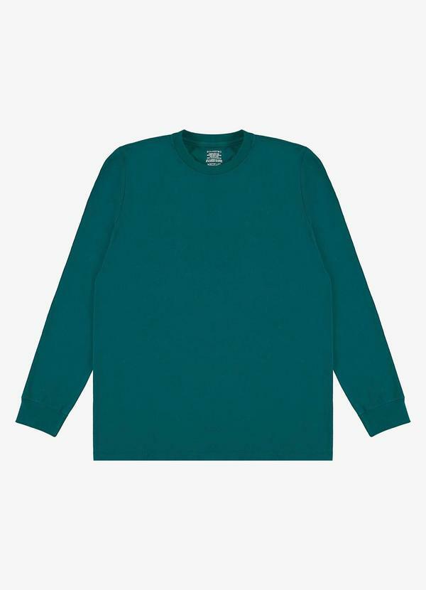 Camiseta Manga Longa Meia Malha Básico Verde