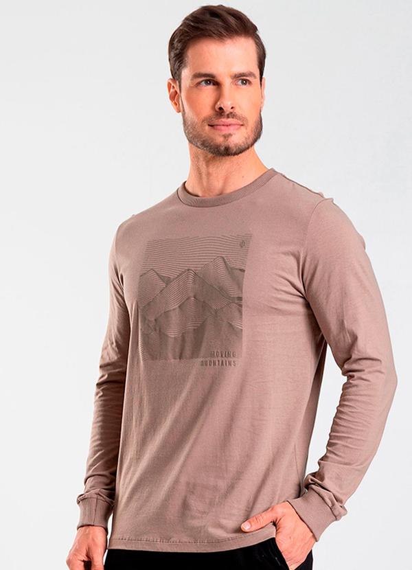 Camiseta Manga Longa Meia Malha Marrom