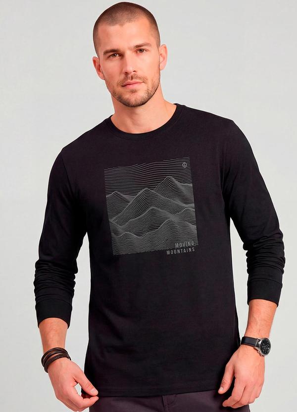 Camiseta Manga Longa Meia Malha Preto