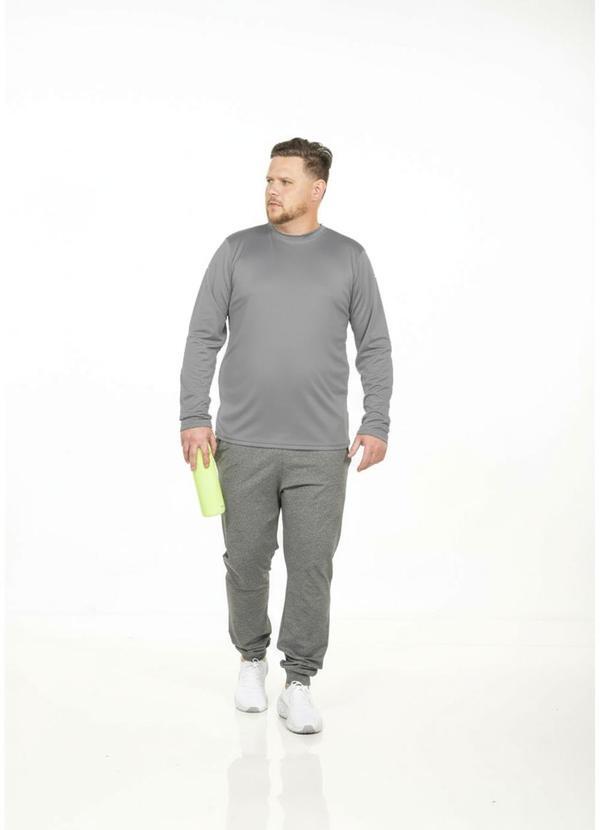 Camiseta Manga Longa Plus Size Cinza