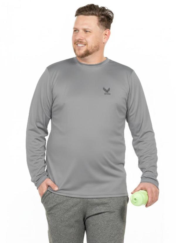 Camiseta Manga Longa Plus Size Cinza