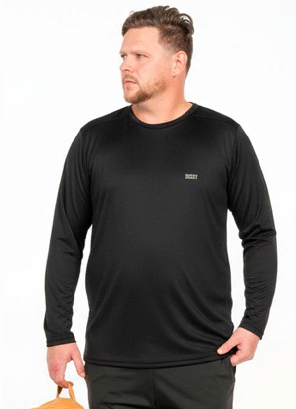 Camiseta Manga Longa Plus Size Preto