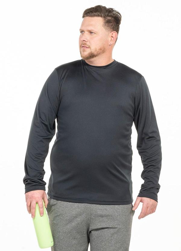 Camiseta Manga Longa Plus Size Preto