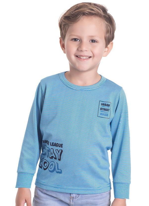 Camiseta Masculina Listras Azul