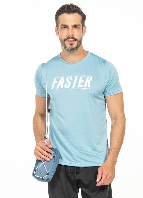 Camiseta Masculina Manga Curta Azul