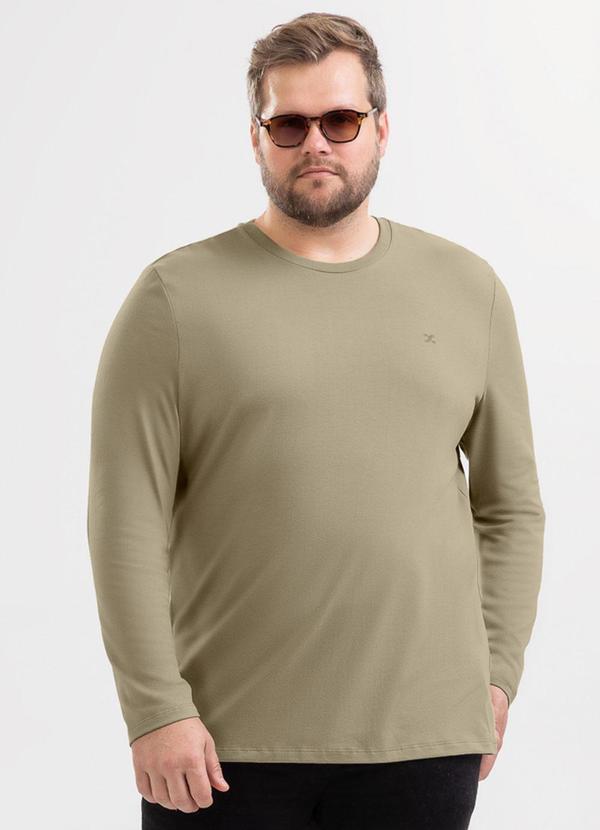 Camiseta Plus em Algodão Marrom Claro