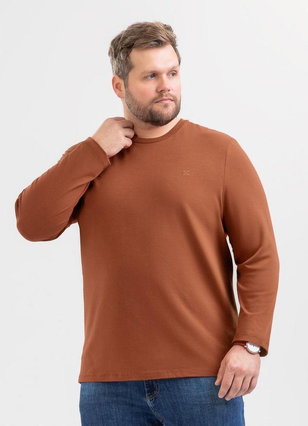 Camiseta Plus em Algodão Marrom