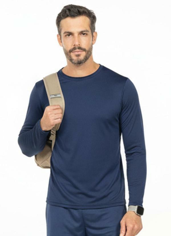 Camiseta Térmica Gola Alta Azul