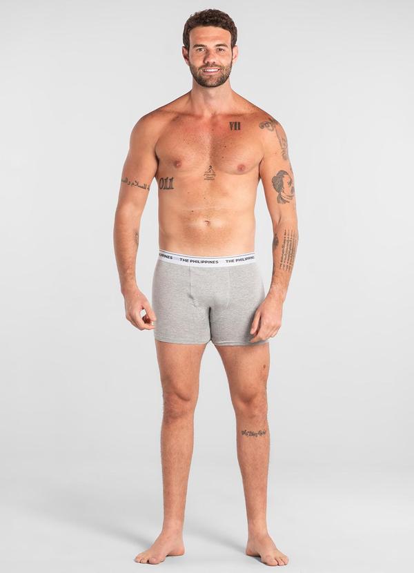 Vista 2 Cueca Boxer Algodão Elastano The Philippines Cinza The Philippines
