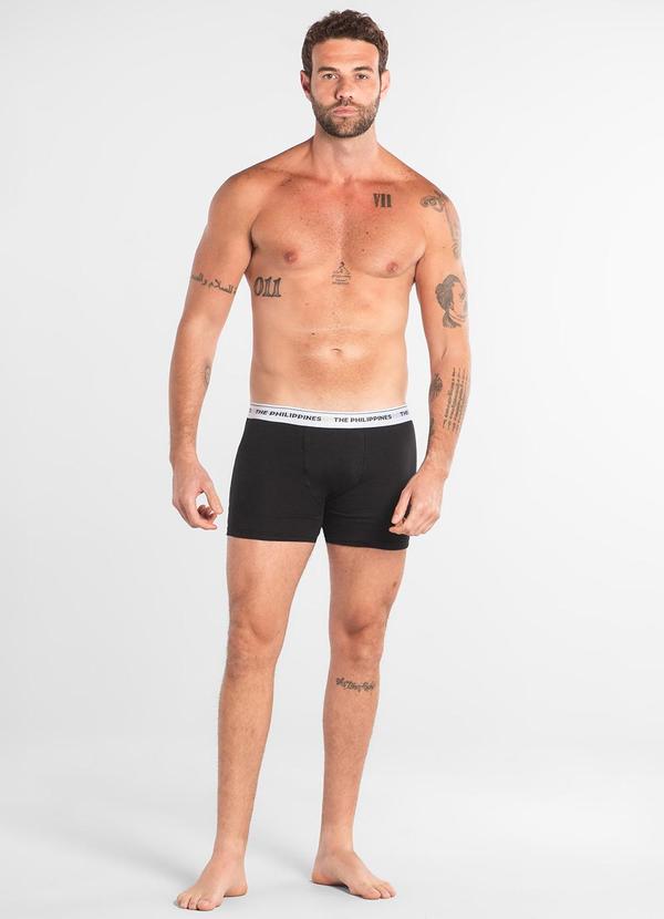 Vista 2 Cueca Boxer Algodão Elastano The Philippines Preto The Philippines