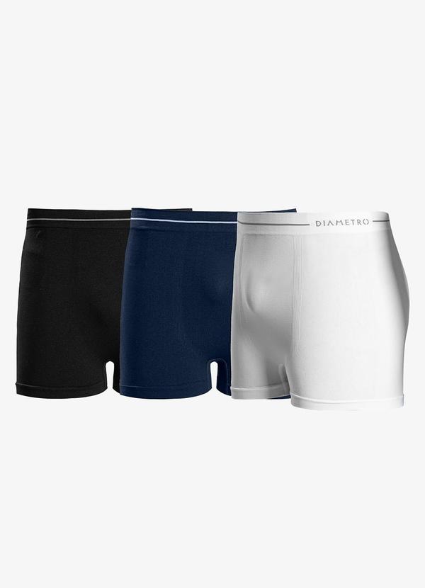 Kit 3 Cuecas Boxer Lisa de Poliamida Unica