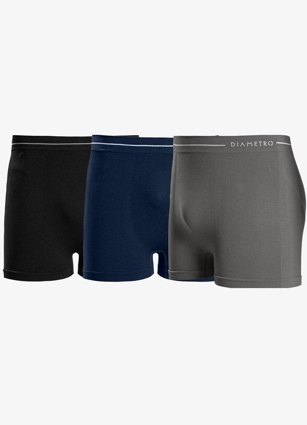 Kit 3 Cuecas Boxer Lisa de Poliamida Unica