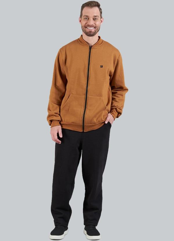 Vista 2 Jaqueta Adulto Masculino sem Capuz Marrom Soft Bonni Soft Bonni