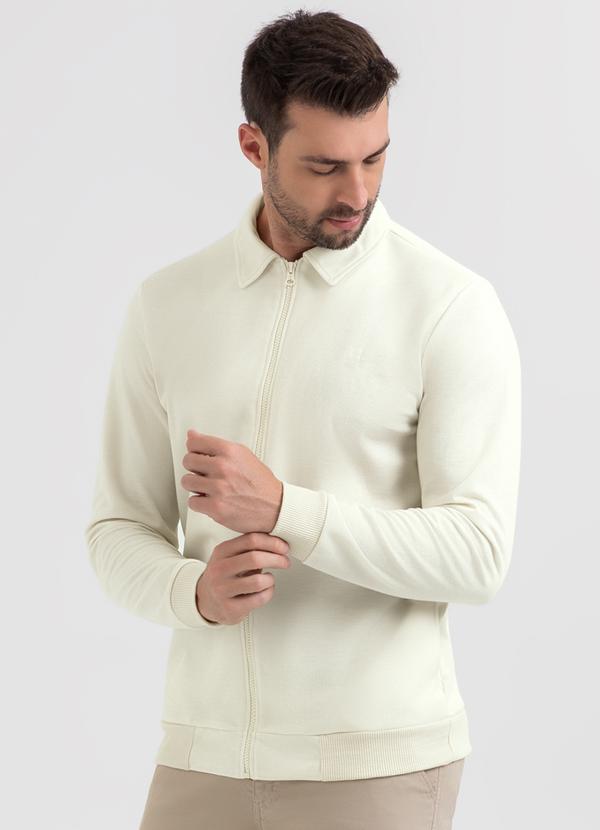Jaqueta em Tecido Texturizado Off White