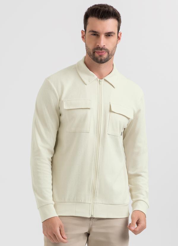Jaqueta em Tecido Texturizado Off White