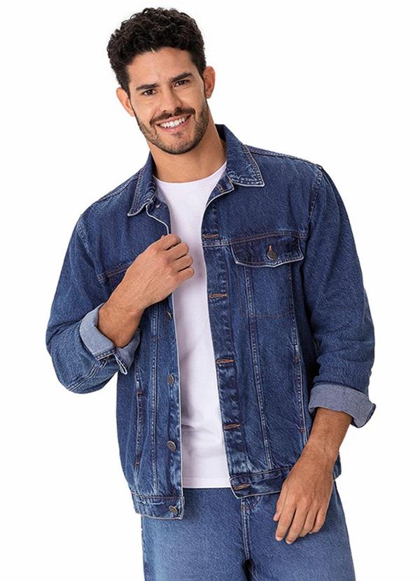 Jaqueta Jeans Tradicional Azul Escuro
