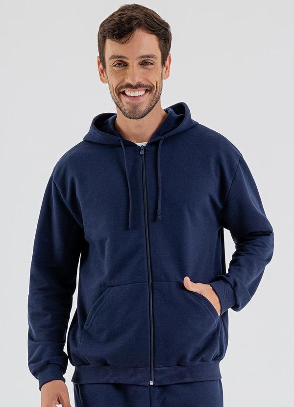 Vista 2 Jaqueta Masculina em Moletom Azul JUST BASIC JUST BASIC