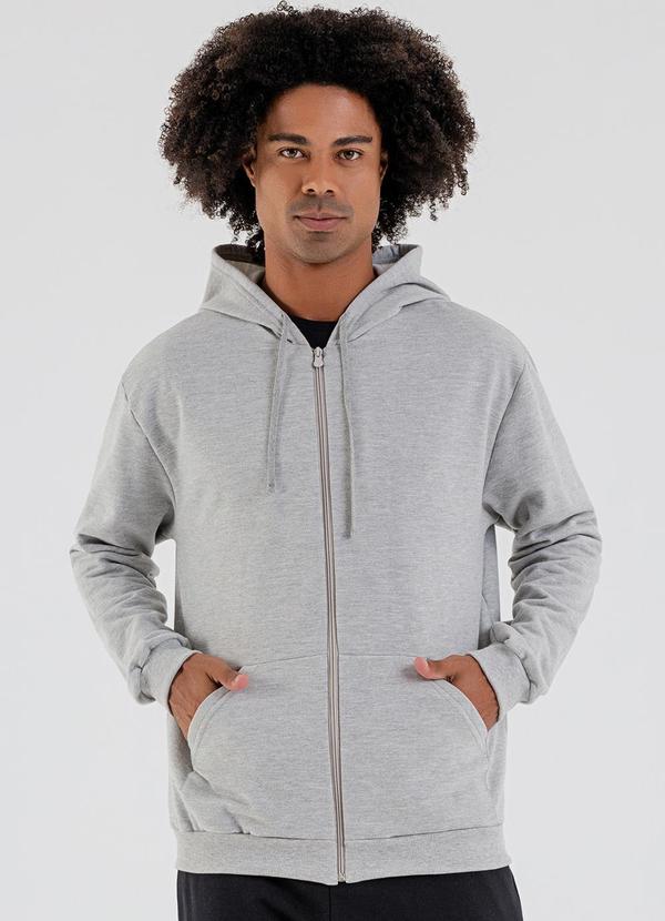 Vista 2 Jaqueta Masculina em Moletom Cinza JUST BASIC JUST BASIC